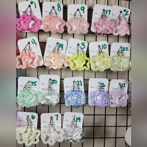 1 pair 30mm star earrings. 304 ss Hooks, Silicon Stoppers.